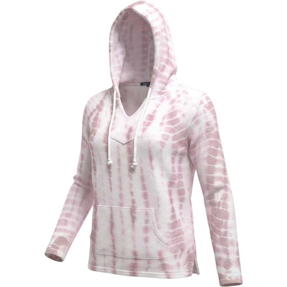 Ocean Drive Hoodie Womens Medium Pink White Tie Dye Knit Pullover Boho Coastal